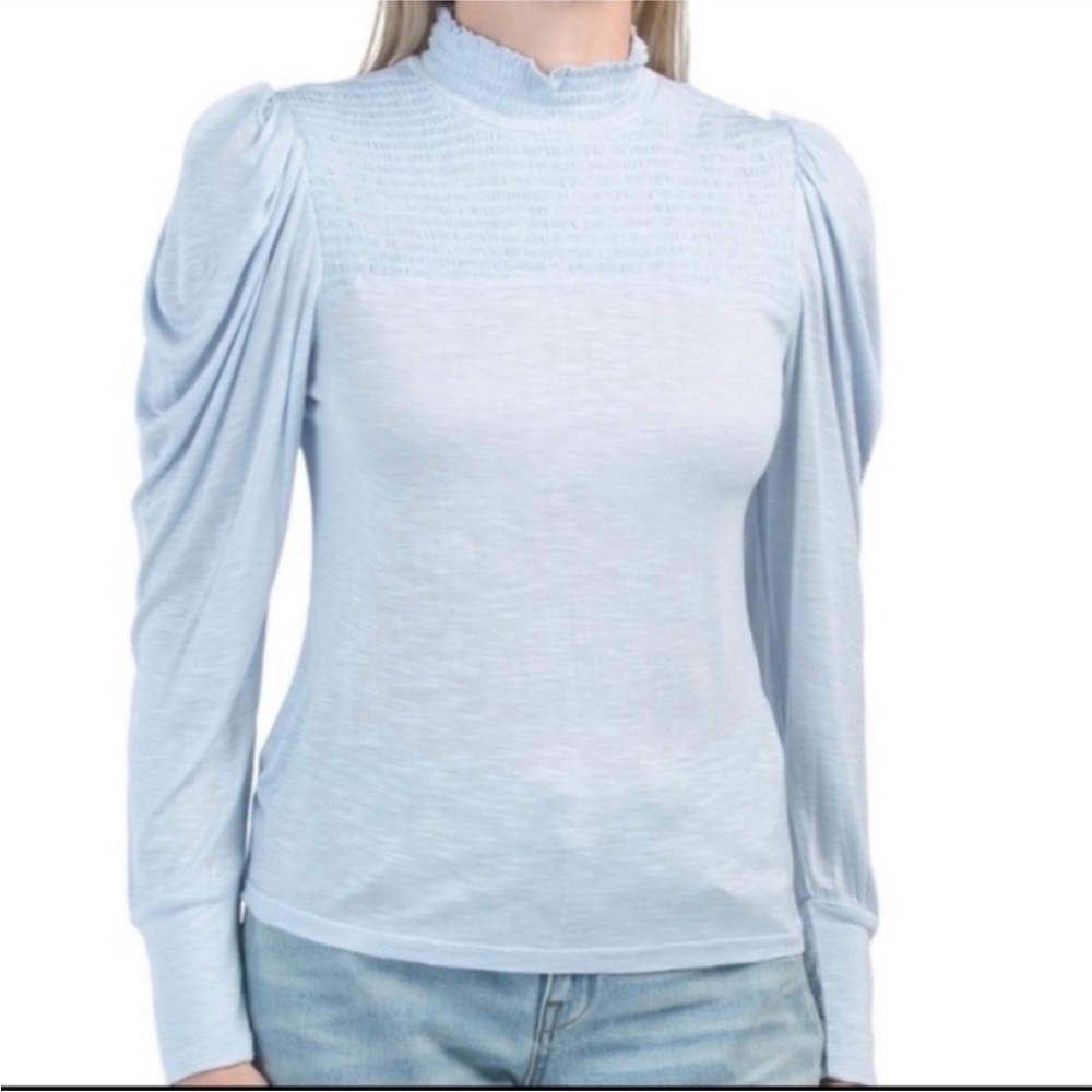 NWT 7 For All Mankind Mockneck Puff Sleeve Shirt